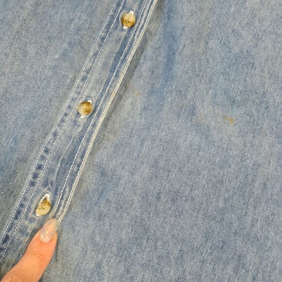 Vintage Quizz Again Denim Cowboy Squirrel bear Embroidered Short Sleeve Shirt S - Picture 5 of 5